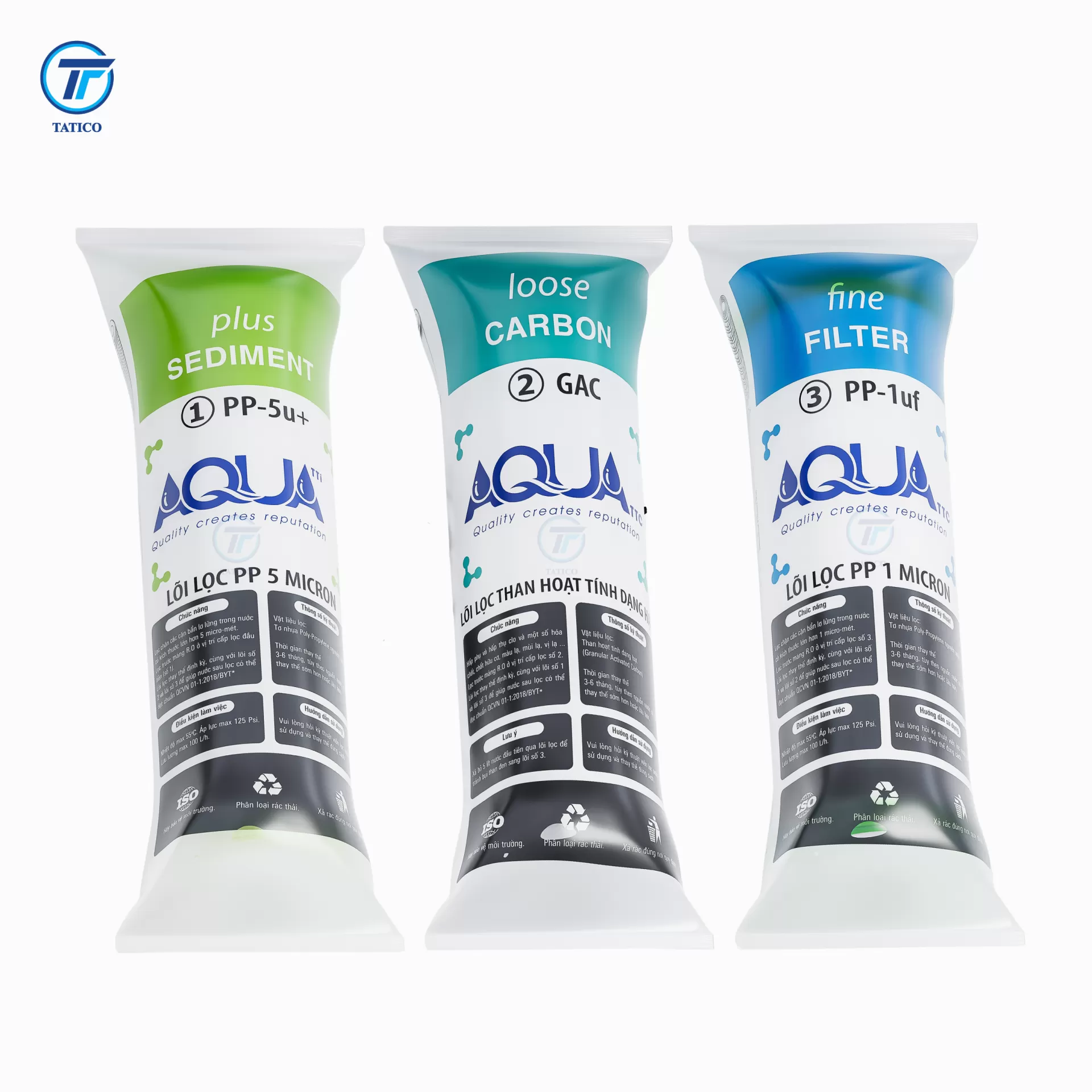 Combo 3 Lõi Lọc Số 1,2,3 AQUA (10 Inch) - Bộ Lõi Lọc Thô Thay Thế Cho Máy RO